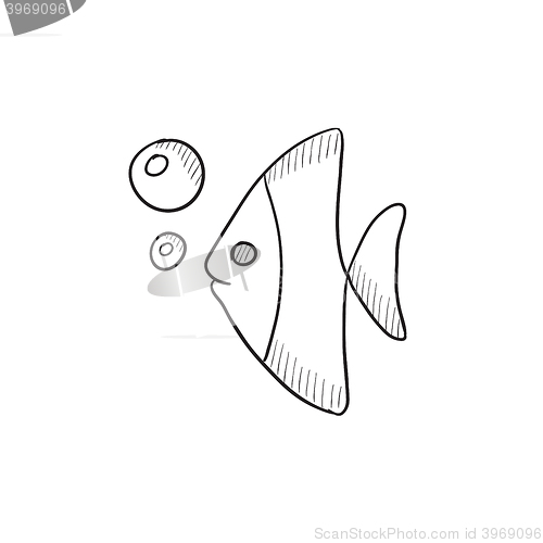 Image of Fish under water sketch icon.