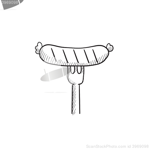 Image of Sausage on fork sketch icon.