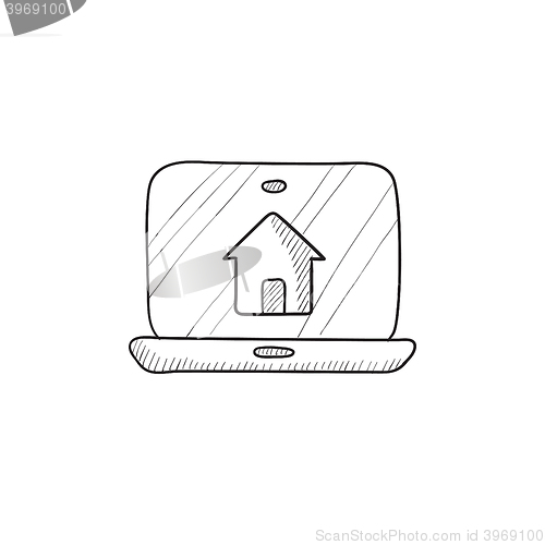 Image of Smart house technology sketch icon.