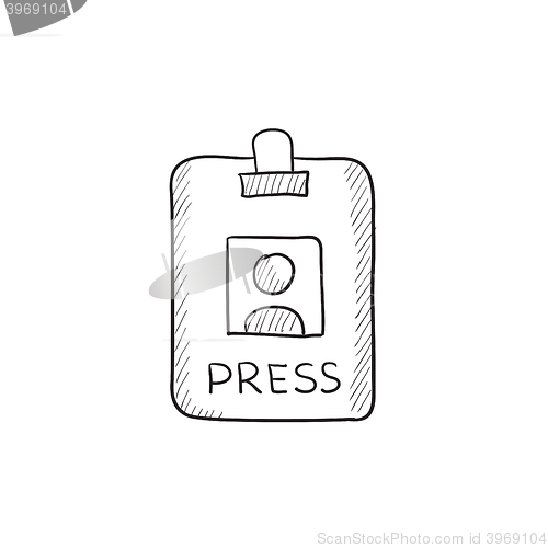 Image of Press pass ID card sketch icon.