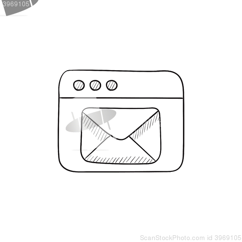 Image of Browser window with electronic mail sketch icon.