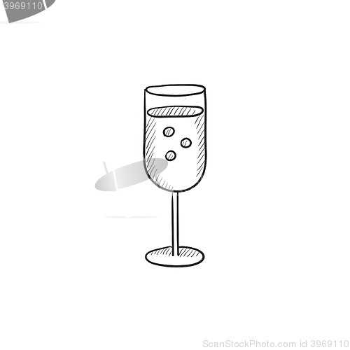 Image of Glass of champagne sketch icon.