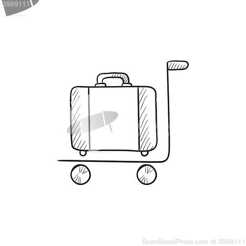 Image of Luggage on trolley sketch icon.