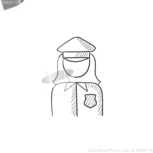 Image of Policewoman sketch icon.