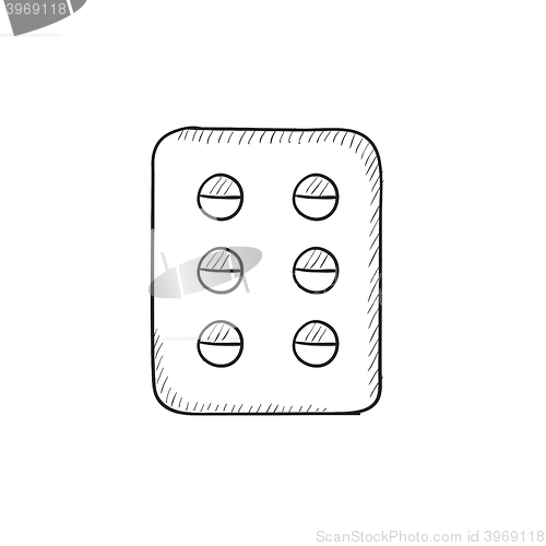 Image of Plate of pills sketch icon.