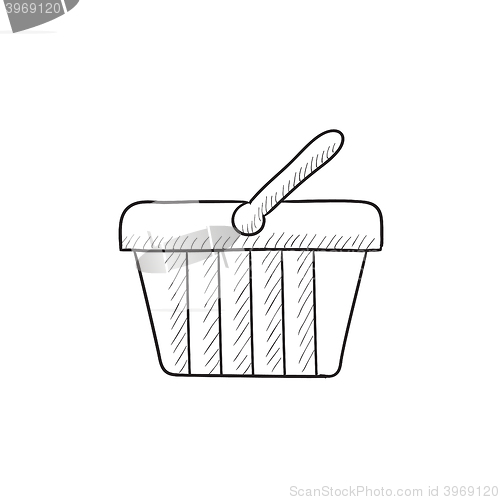 Image of Shopping basket sketch icon.