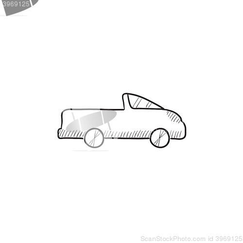 Image of Pick up truck sketch icon.