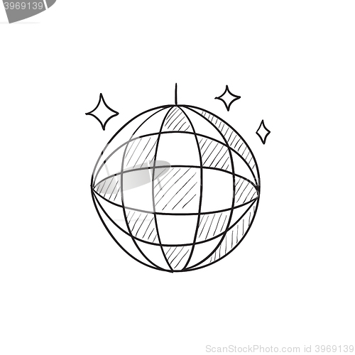 Image of Disco ball sketch icon.