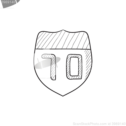 Image of Route road sign sketch icon.