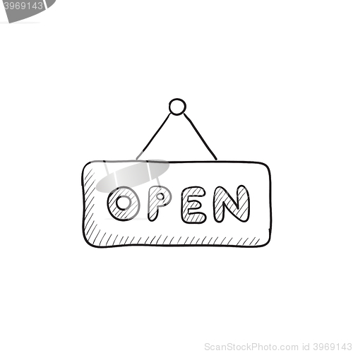 Image of Open sign sketch icon.