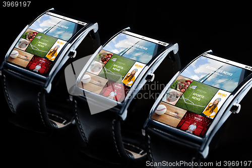 Image of close up of smart watches with news application