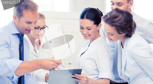 Image of business team discussing something in office