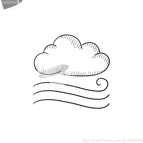 Image of Windy cloud sketch icon.