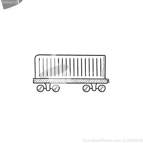 Image of Cargo wagon sketch icon.