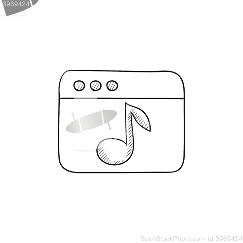 Image of Browser window with music note  sketch icon.