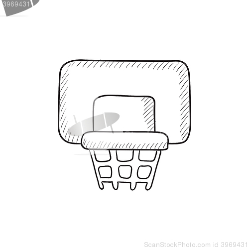 Image of Basketball hoop sketch icon.