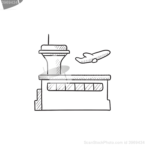 Image of Plane taking off sketch icon.