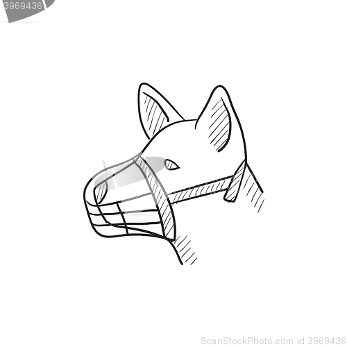 Image of Dog with muzzle sketch icon.