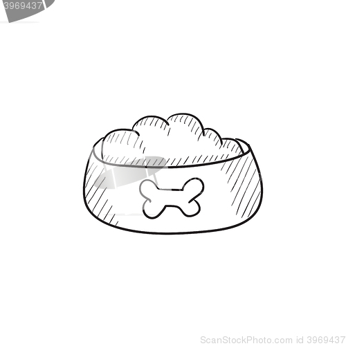 Image of Dog bowl with food sketch icon.