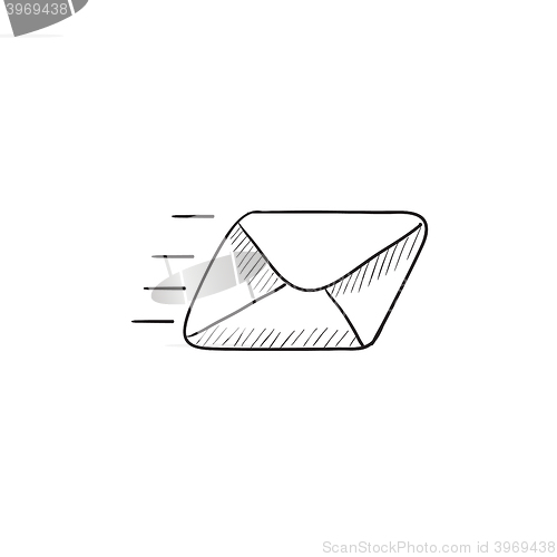 Image of Flying email sketch icon.