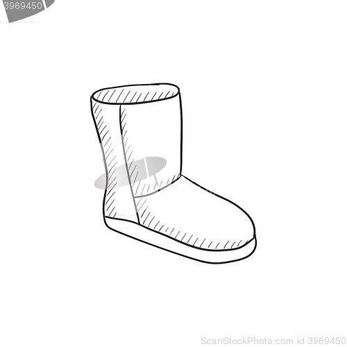 Image of Fuzzy winter boot sketch icon.