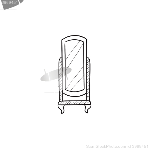 Image of Swivel mirror on stand sketch icon.