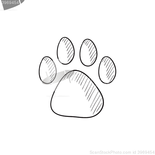 Image of Paw print sketch icon.