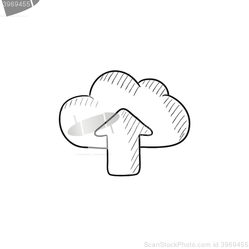 Image of Cloud with arrow up sketch icon.