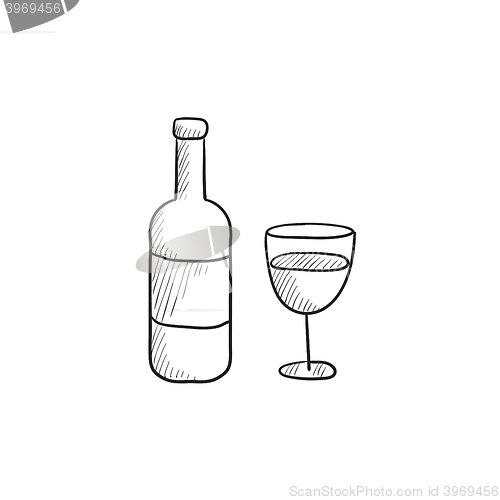 Image of Bottle of wine sketch icon.