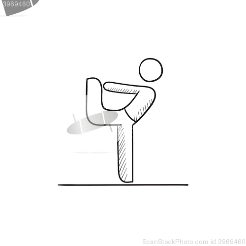 Image of Man practicing yoga sketch icon.