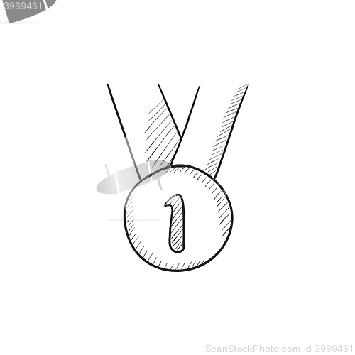 Image of Medal for first place sketch icon.