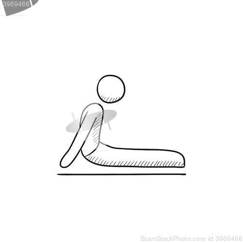 Image of Man practicing yoga sketch icon.