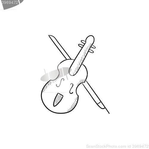 Image of Violin with bow sketch icon.