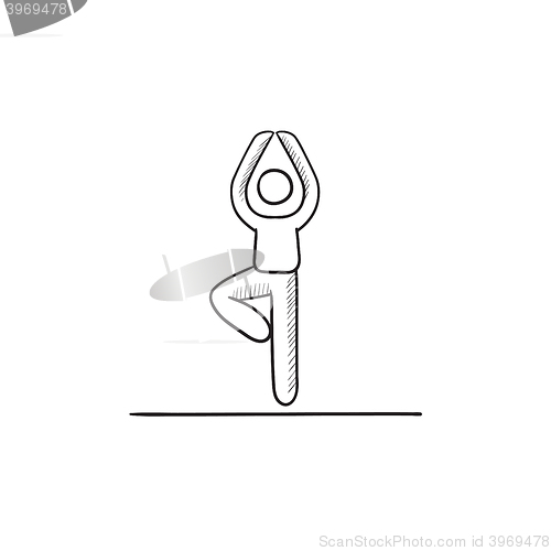 Image of Man practicing yoga sketch icon.
