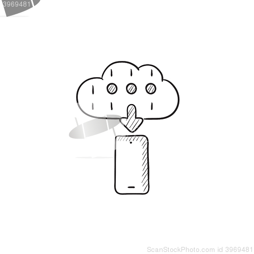 Image of Cloud computing sketch icon.