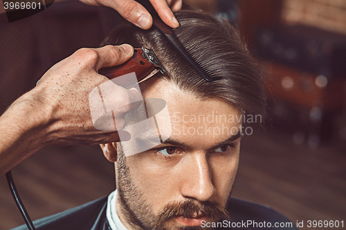 Image of Hipster client visiting barber shop