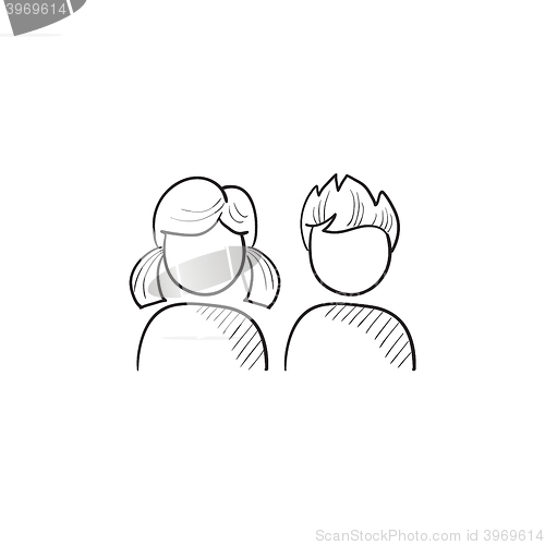 Image of Girl and boy sketch icon.