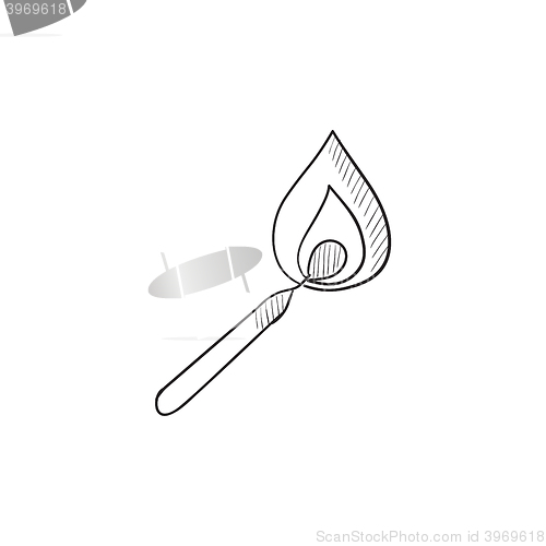 Image of Burning match  sketch icon.