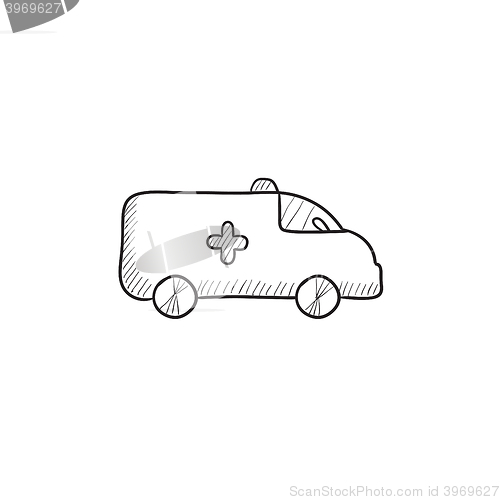 Image of Ambulance car sketch icon.