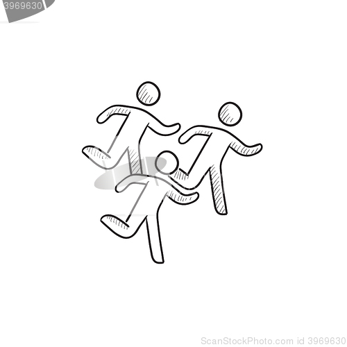 Image of Running men sketch icon.