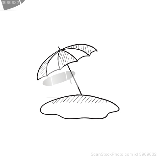 Image of Beach umbrella sketch icon.