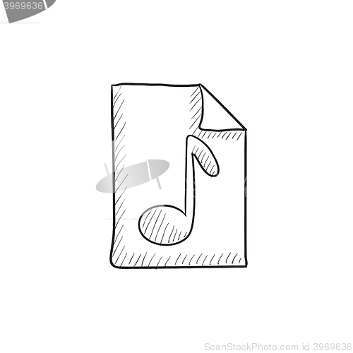 Image of Musical note drawn on sheet sketch icon.