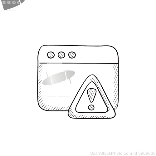 Image of Browser window with warning sign sketch icon.
