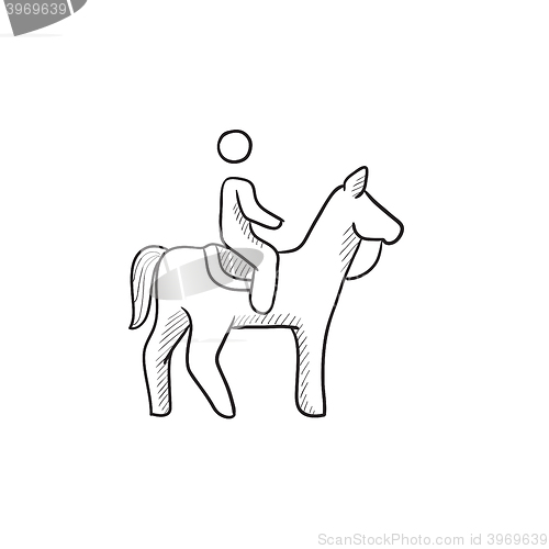 Image of Horse riding sketch icon.