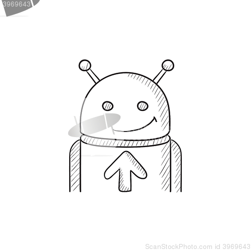 Image of Android with arrow up sketch icon.