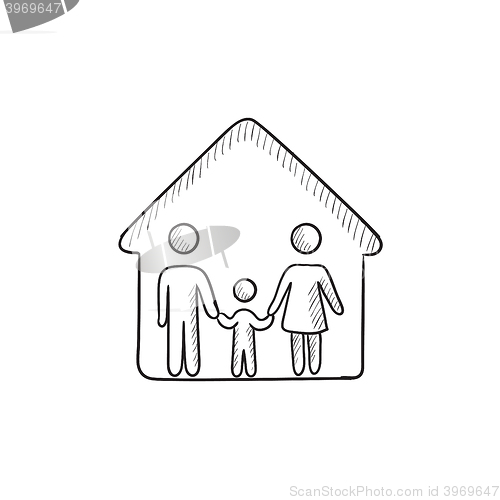 Image of Family house sketch icon.