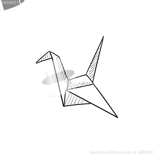 Image of Origami bird sketch icon.