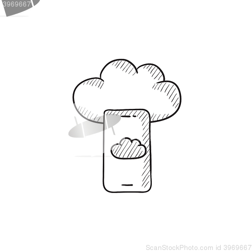 Image of Cloud computing sketch icon.