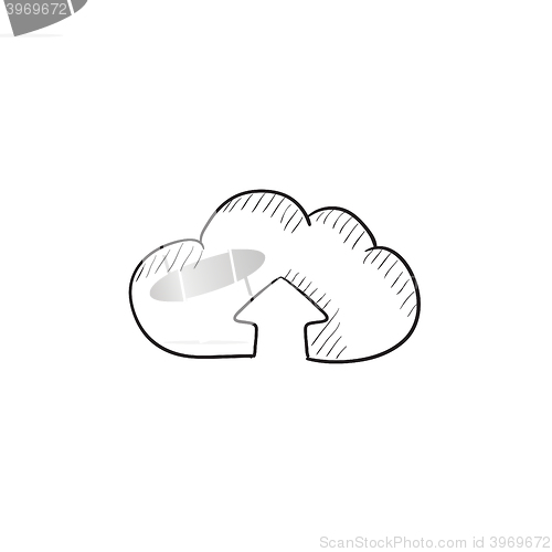 Image of Cloud with arrow up sketch icon.