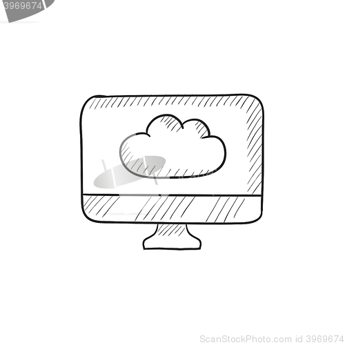 Image of Cloud computing sketch icon.